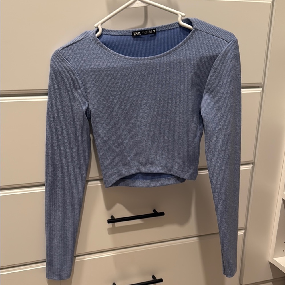 Zara Purple Fitted Crop Top